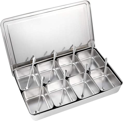 long steel boxes tray for spices|Spice Box, Stainless Steel Seasoning Box 4 .